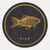 Zwart en Goud Chic Fish Trouwvoeding Keuze Ronde Sticker (Voorkant)