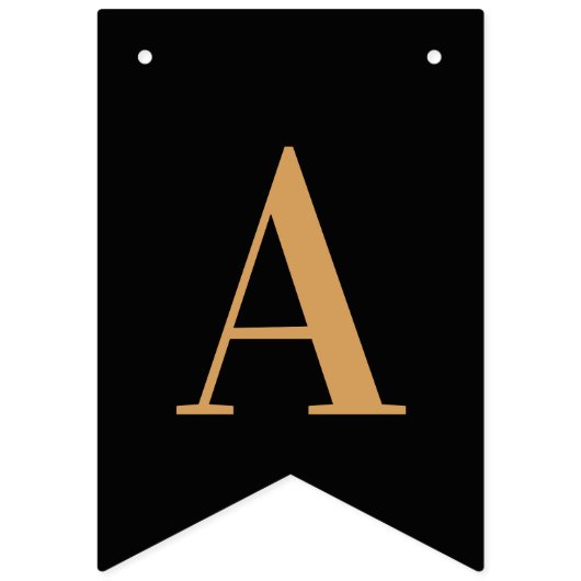 Zwart en goud Chic Happy Birthday Vlaggetjes (Derde vlag)