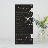 Zwart en goud Chinoiserie bruiloft bedankkaart Menu (Staand voorkant)