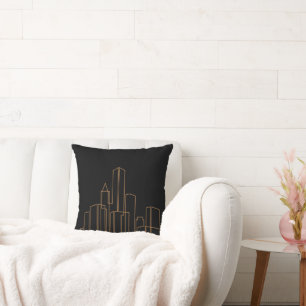 Zwart en Goud Cityscape Artsy Sierkussen