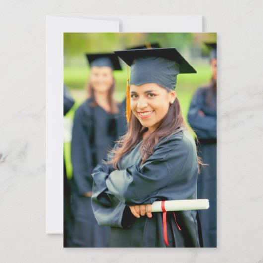 Zwart en Goud Classic Photo Afstuderen Invitation Kaart (Achterkant)