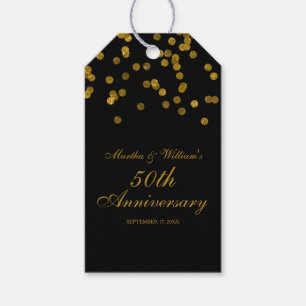 Zwart en Goud Confetti 50e Jubileum Gift Labels Cadeaulabel