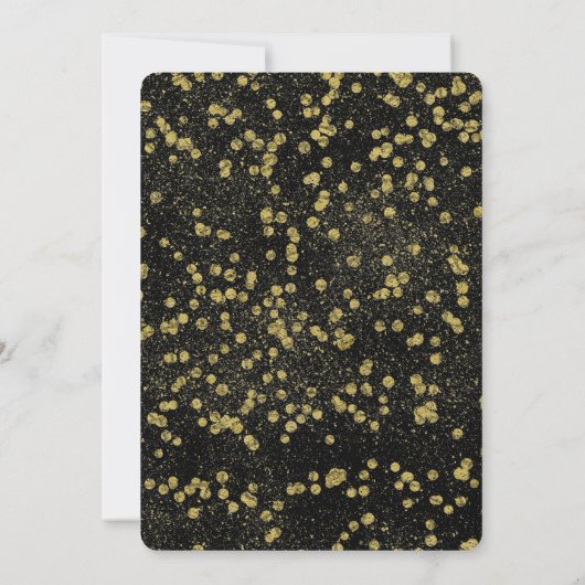 Zwart en Goud Confetti Faux Glitter Bachelorette Kaart (Achterkant)