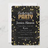Zwart en Goud Confetti Faux Glitter Bachelorette Kaart (Voorkant)