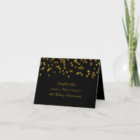 Zwart en Goud Confetti Jubileum Dankjewel Kaart