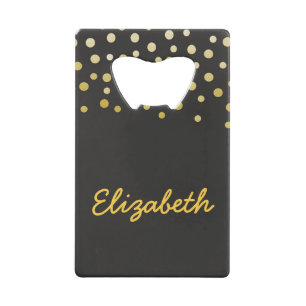 Zwart en Goud confetti Kredietkaart Flessenopener