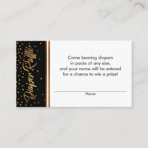 Zwart en Goud Confetti Luier Raffle Ticket Kaarten