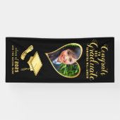Zwart en Goud Congrats Afstuderen Foto Afstuderen Spandoek (Horizontaal)