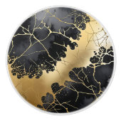 Zwart en Goud Crackle Waterverf Abstract Keramische Knop (Voorkant)