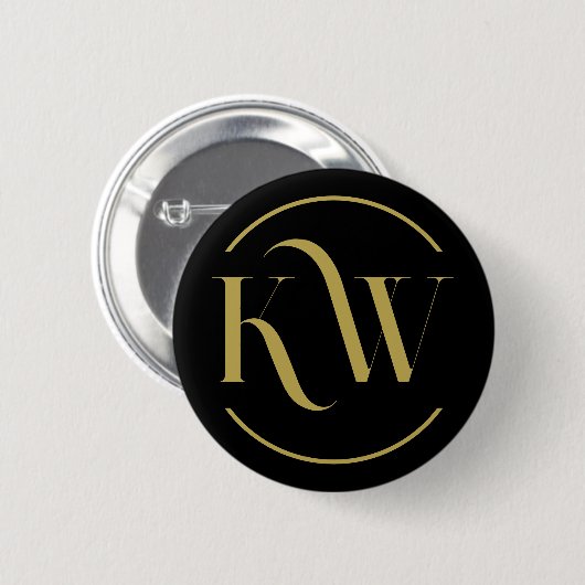 Zwart en Goud Custom Initialen Button (Voorkant /achterkant)