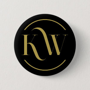 Zwart en Goud Custom Initialen Button
