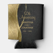 Zwart en Goud Damask- Bruiloft Jubileum Blikjeskoeler (Voorkant)