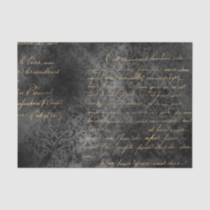 Zwart en goud damast vintage kalligrafie tissuepapier