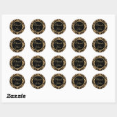 Zwart en Goud Dank U Gatsby Art Deco Bruiloft Ronde Sticker (Vel)