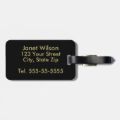 Zwart en goud deco fan monogrammed bagagelabel (Achterkant horizontaal)