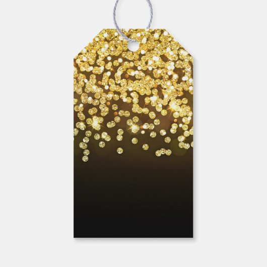 Zwart en Goud Diamanten Bruiloft Dank U Cadeaulabel (Achterkant)