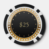 Zwart en goud diamanten bruiloft poker chips (Achterkant)