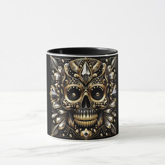 Zwart en Goud Diamond Skull Mok (Midden)