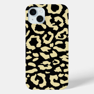 Zwart en goud dierenprint patroon iPhone 15 mini hoesje