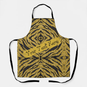 Zwart en goud dierenprint schort