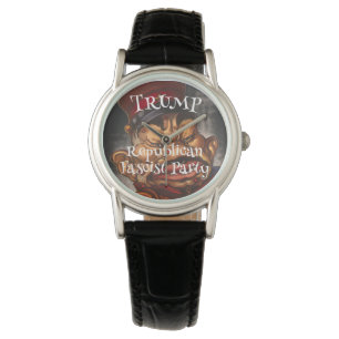 Zwart en Goud Eenvoudig Elegant Modern Trump WH Horloge