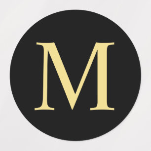 Zwart en goud elegan monogram labels