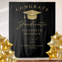 Zwart En Goud Elegant Afstudeerfoto Achtergrond