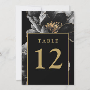 Zwart en goud elegant bloemrijk chic tafelnummer