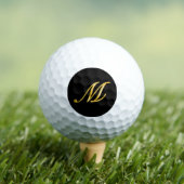 Zwart en Goud Elegant Custom Monogram Golfballen (Insitu Shirt)