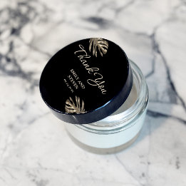 Zwart en Goud Elegant Dank u Trouwgunst Ronde Sticker