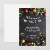 Zwart en goud Elegant Kerstfeest Kaart (Voorkant / Achterkant)