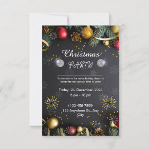 Zwart en goud Elegant Kerstfeest Kaart