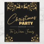 Zwart en Goud Elegant Kerstfeest Wijn Etiket (Enkel label)