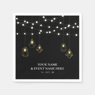Zwart en goud   Elegant Lights Custom Party Napkin Servet
