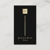 Zwart en Goud Elegant Luxe Monogram Visitekaartje (Voorkant)