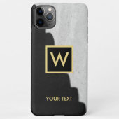 Zwart en goud Elegant Monogram Tekst iPhone Case Hoesje (Achterkant)