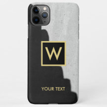 Zwart en goud Elegant Monogram Tekst iPhone Case