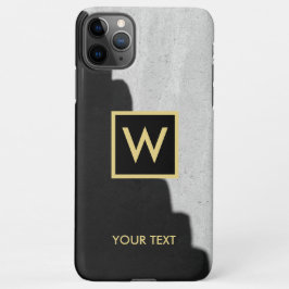 Zwart en goud Elegant Monogram Tekst iPhone Case 11Pro Max Hoesje