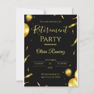 Zwart en goud Elegant pensioen Briefkaart