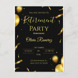 Zwart en goud Elegant pensioen Briefkaart