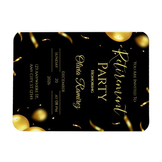 Zwart en goud Elegant pensioen Magneet (Horizontaal)