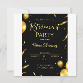 Zwart en goud Elegant pensioen Save The Date