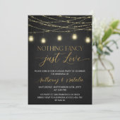 Zwart en Goud Elegant Script Elopement Bruiloft Kaart (Staand voorkant)
