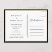 Zwart en goud elegant script opslaan Datum Aankondigingskaart (Achterkant)