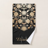 Zwart en Goud Elegante Bloemen Bad Handdoek (Handdoek)