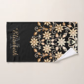 Zwart en Goud Elegante Bloemen Bad Handdoek (Handdoek)