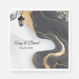 Zwart en goud elegante bruiloft servetten