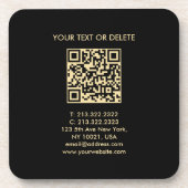 Zwart en Goud Elegante moderne Sjabloon QR-code Bier Onderzetter (Voorkant)