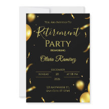 Zwart en goud Elegante pensionering 