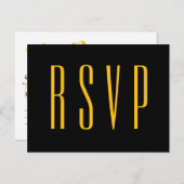 Zwart en goud elegante RSVP bruiloft reactie Uitnodiging Briefkaart (Voorkant / Achterkant)